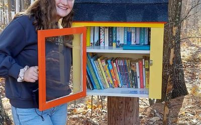 Trees and books come together on Pooh Trail in Barrington.